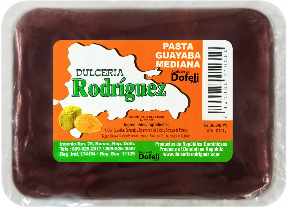 Traditional Rodríguez Dominican guava paste with an intense natural flavor, perfect for snacks and desserts.